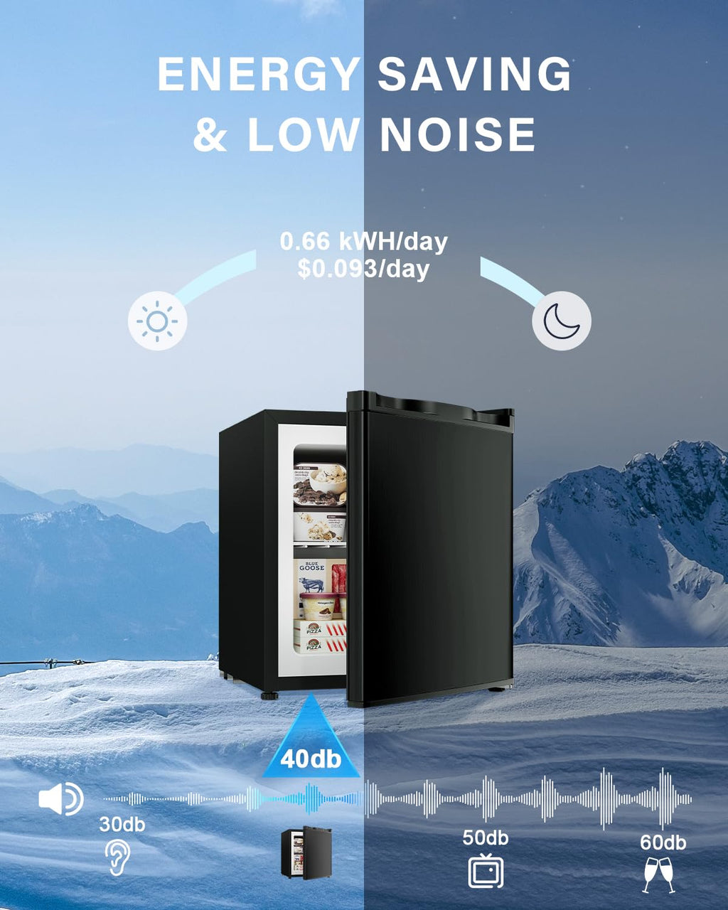 Feelfunn 3.0 Cu.ft Mini Freezer, Small Upright Freezer, Black