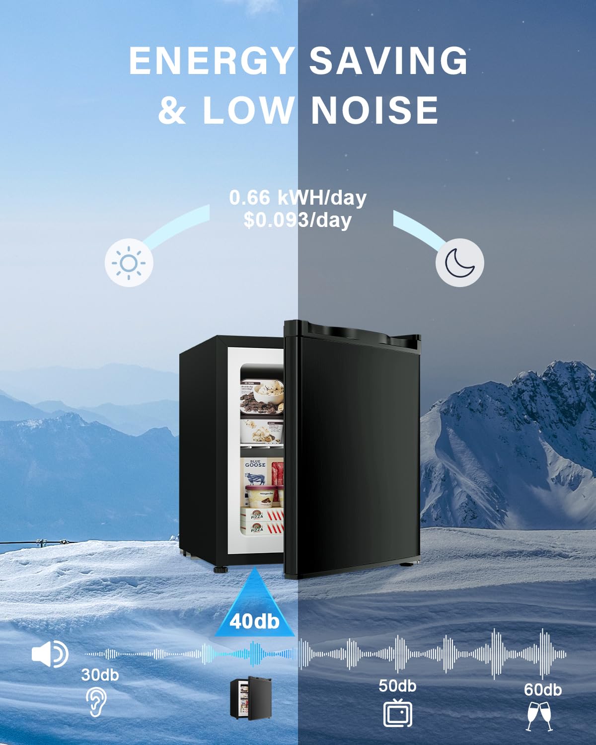Feelfunn 3.0 Cu.ft Mini Freezer, Small Upright Freezer, Black