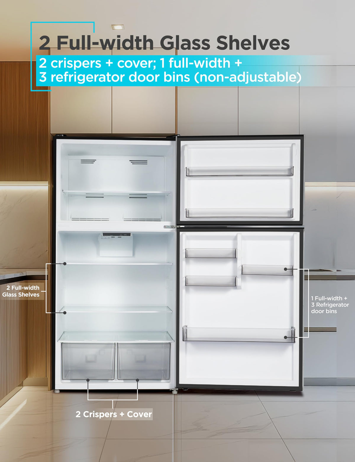 BLACK+DECKER 18.1 Cu. Ft. Top Mount Refrigerator with Ice Maker, BR1810HIMB