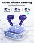 Wireless Earbuds, Bluetooth 5.4 Headphones Bass Stereo/Clear Calls, White