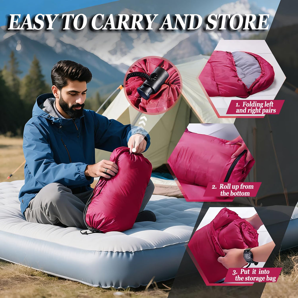 Sleeping Bag for Camping,Sleeping Bags for Adults Backpacking Waterproof,3 Seasons Adult Blanket,Small Packed Ultralight Carry Bag, Soft,Thick and Warm,for Outdoor Camping,Travel,Hiking