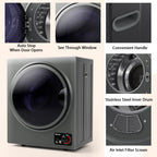 COSTWAY 1.5 Cu.ft. Portable Clothes Dryer,850W Compact Laundry Dryer,Silver