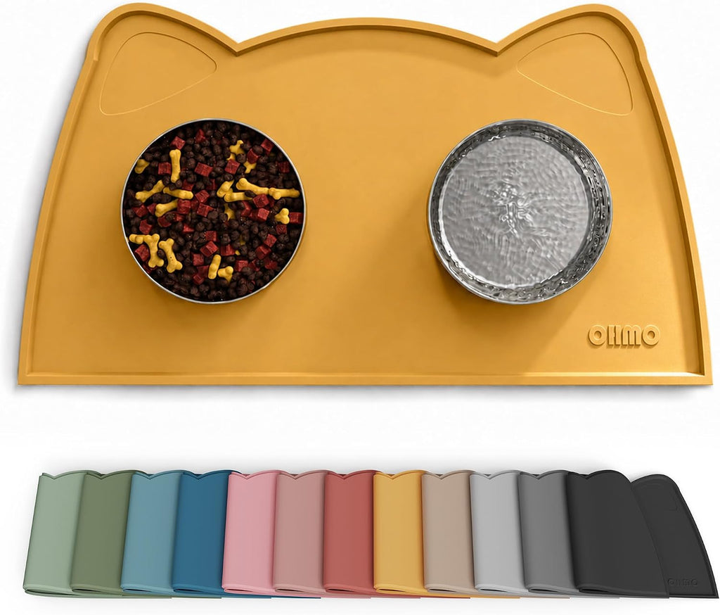 OHMO Silicone Cat Food Mat for Food&Water Bowls, 46x25cm, Honey