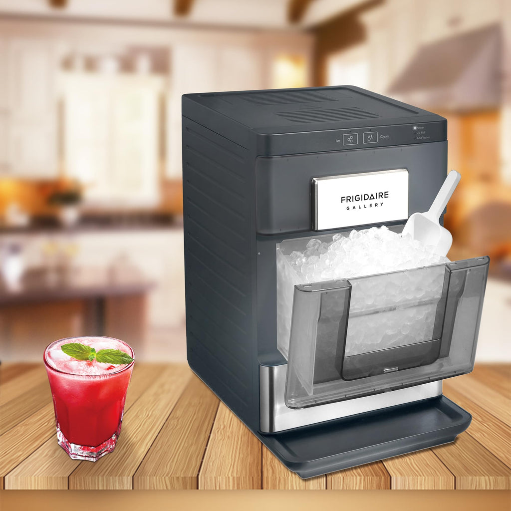 FRIGIDAIRE Gallery Countertop Crunchy Chewable Nugget Ice Maker, 33lbs per Day, Auto Self Cleaning, Grey
