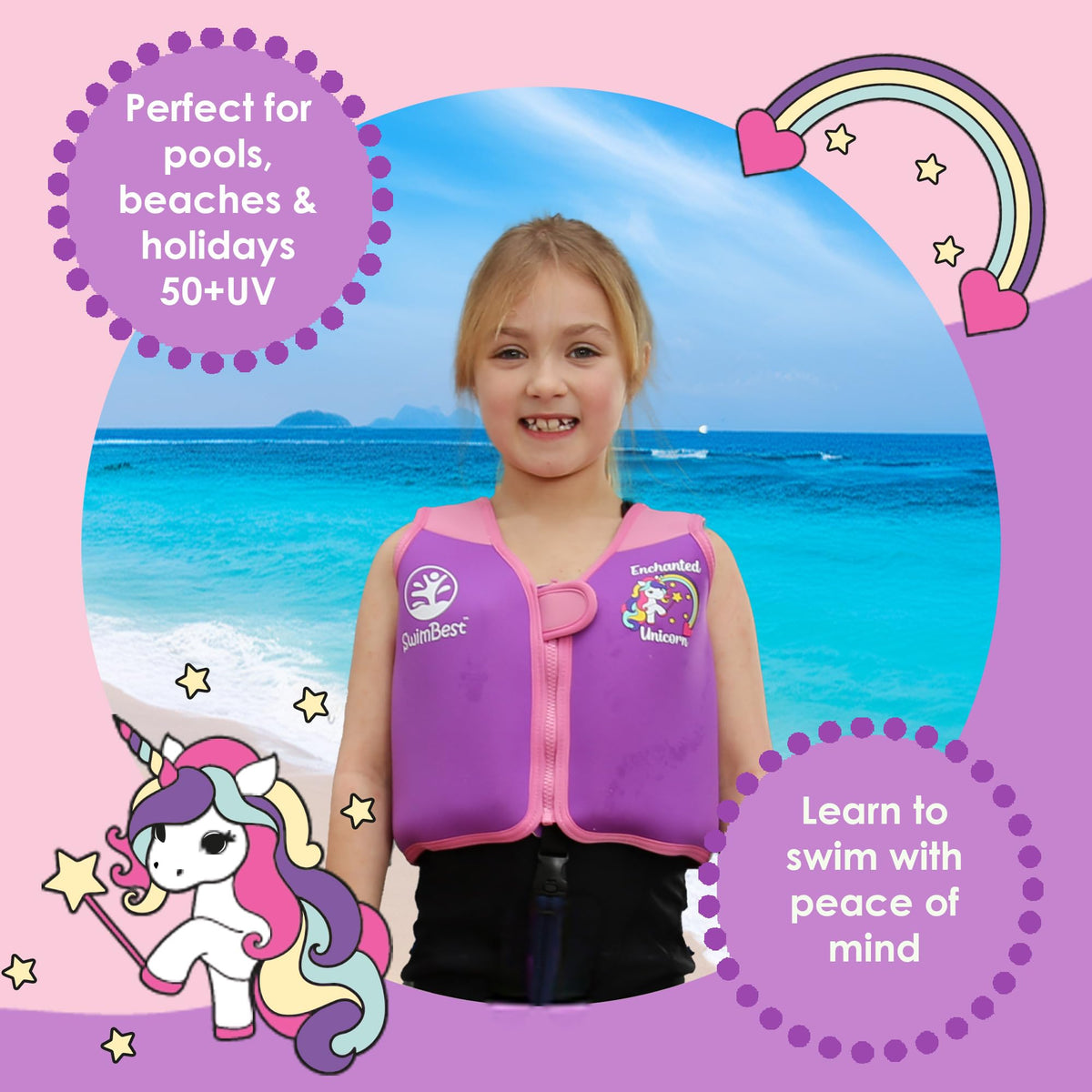 SwimBest Swim Vest - For Baby, Toddler & Kids. Adjustable Buoyancy Swim Jacket, ideal for pools/beaches/holidays & Learning to Swim