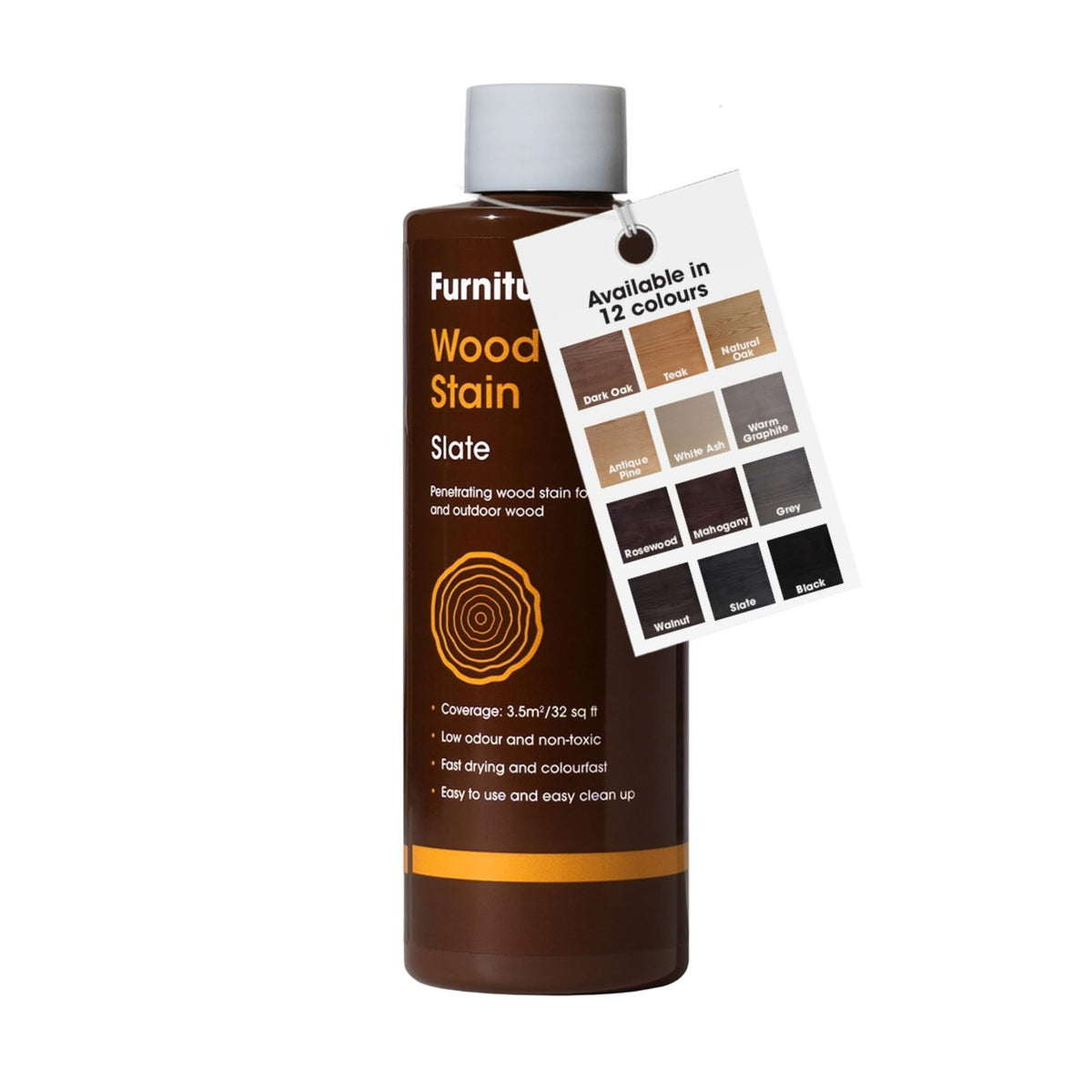Furniture Clinic Wood Stain (Dark Oak) – Fast Drying, Highly Concentrated, and Easy-to-Apply Wood Stain for All Indoor & Outdoor Wood – Water Based & Non-Toxic – 250ml