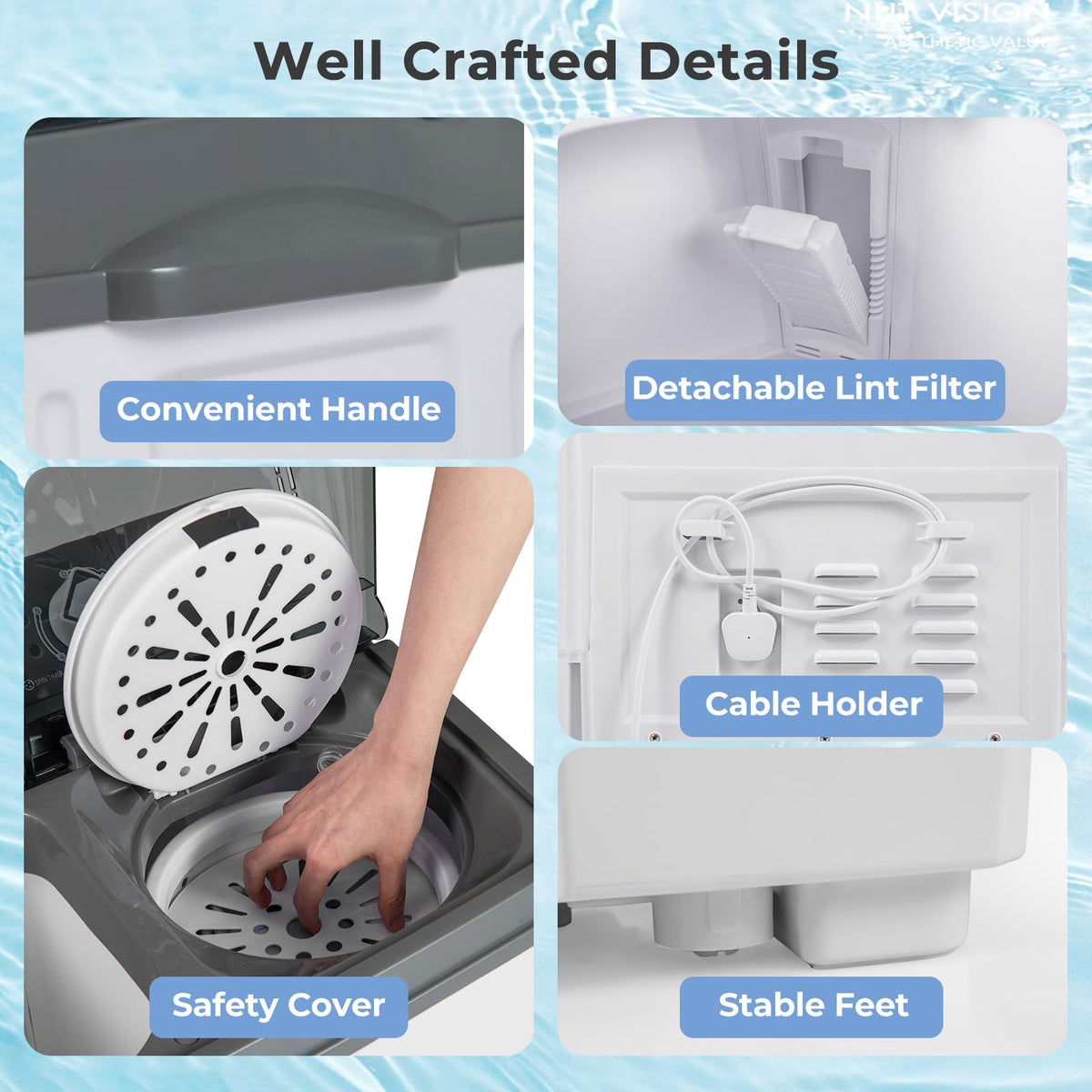 Giantex Portable Washing Machine, 20lbs Capacity, 12lbs Washer and 8lbs Spinner, Compact for Apartment RV, Gray & White, GX20313-PE