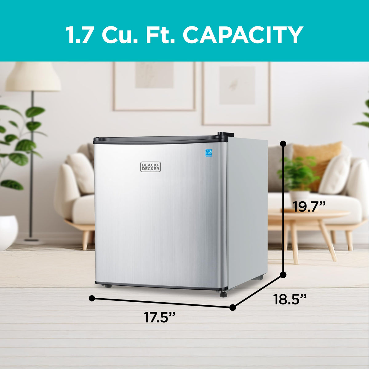 BLACK+DECKER 2.5 Cu. Ft. Compact Refrigerator, BCRK25V, Stainless Look