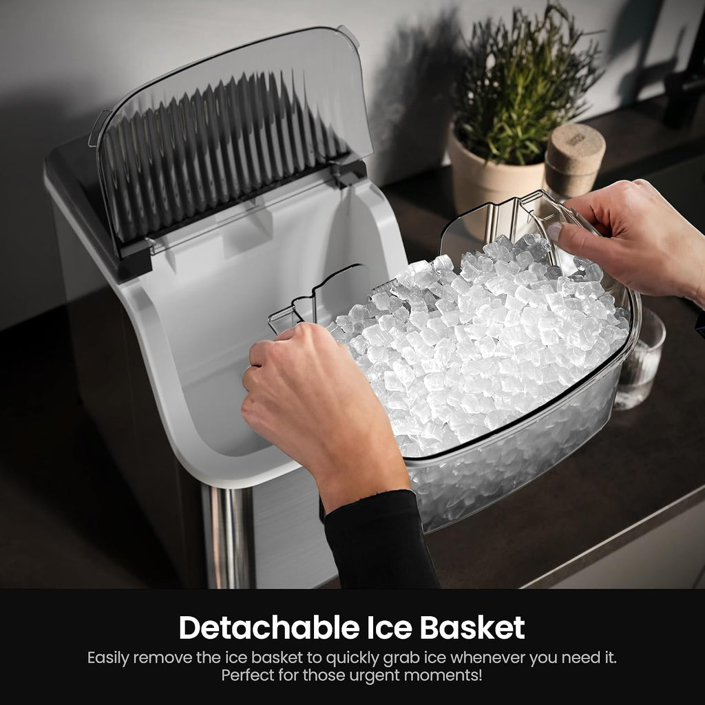 Kismile Nugget Ice Maker Countertop, 35 lbs/Day, Stainless Steel