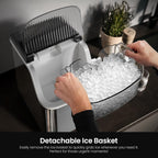 Kismile Nugget Ice Maker Countertop, 35 lbs/Day, Stainless Steel