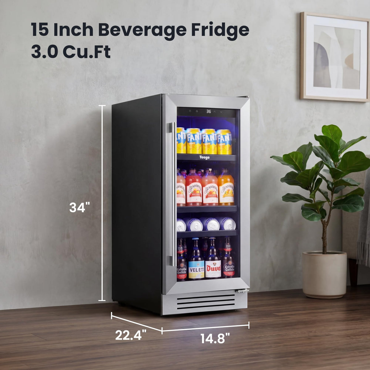 Yeego Beverage Refrigerator - 24 inch 180 Cans Beer Cooler with Glass Door