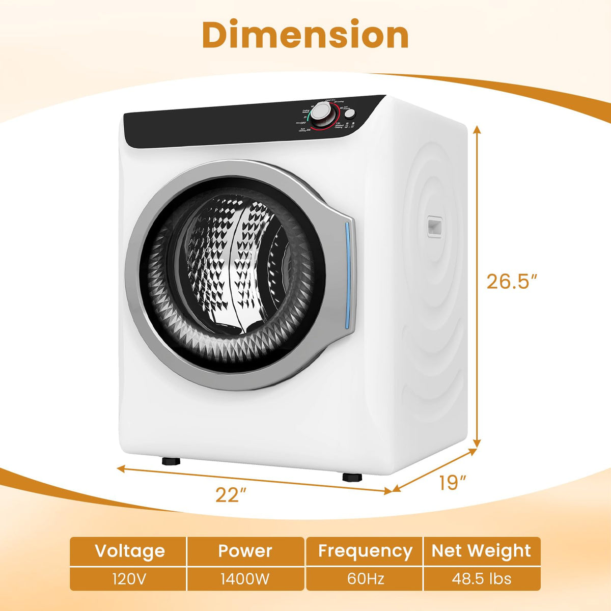 Auertech 3.6 CU. FT Clothes Dryer, Large Capacity Laundry Dryer with 12 Drying Modes & Stainless Steel Tub, Dryer Machine, Electric Dryer with LED Control for Busy Family Home, White