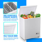 Mini Chest Freezer Compact Deep Freezing Machine with Electronic Temperature Control (Accurate to 1 ℉) Freestanding Small Freezer with 2 Removable Storage Baskets Black