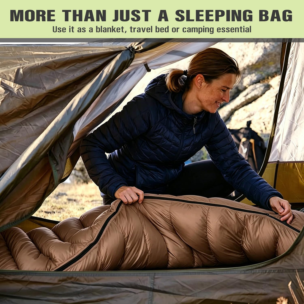 Sleeping Bag for Camping,Sleeping Bags for Adults Backpacking Waterproof,3 Seasons Adult Blanket,Small Packed Ultralight Carry Bag, Soft,Thick and Warm,for Outdoor Camping,Travel,Hiking