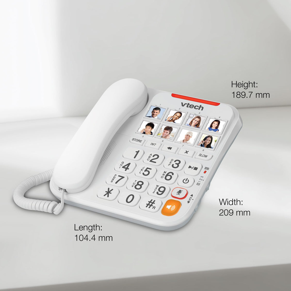 Vtech SA3100 Corded Senior Phone for Elderly with High-Contrast Large Buttons,Multilingual Talking Digits,Visual Ringer,Speed Dial,Speakerphone,No AC Power,Earpiece and Speakerphone Volume Control