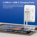 Multi Plug Wall Outlet Night Light, POWRUI 6 Outlet Extender & 3 USB Ports