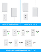 Olcorife Flat Extension Cord with Outlet Cover, Flat Plug Power Strip with 6 Outlets and 3 USB Ports, 8 FT Cord Hidden Outlet Extender for Tight Spaces