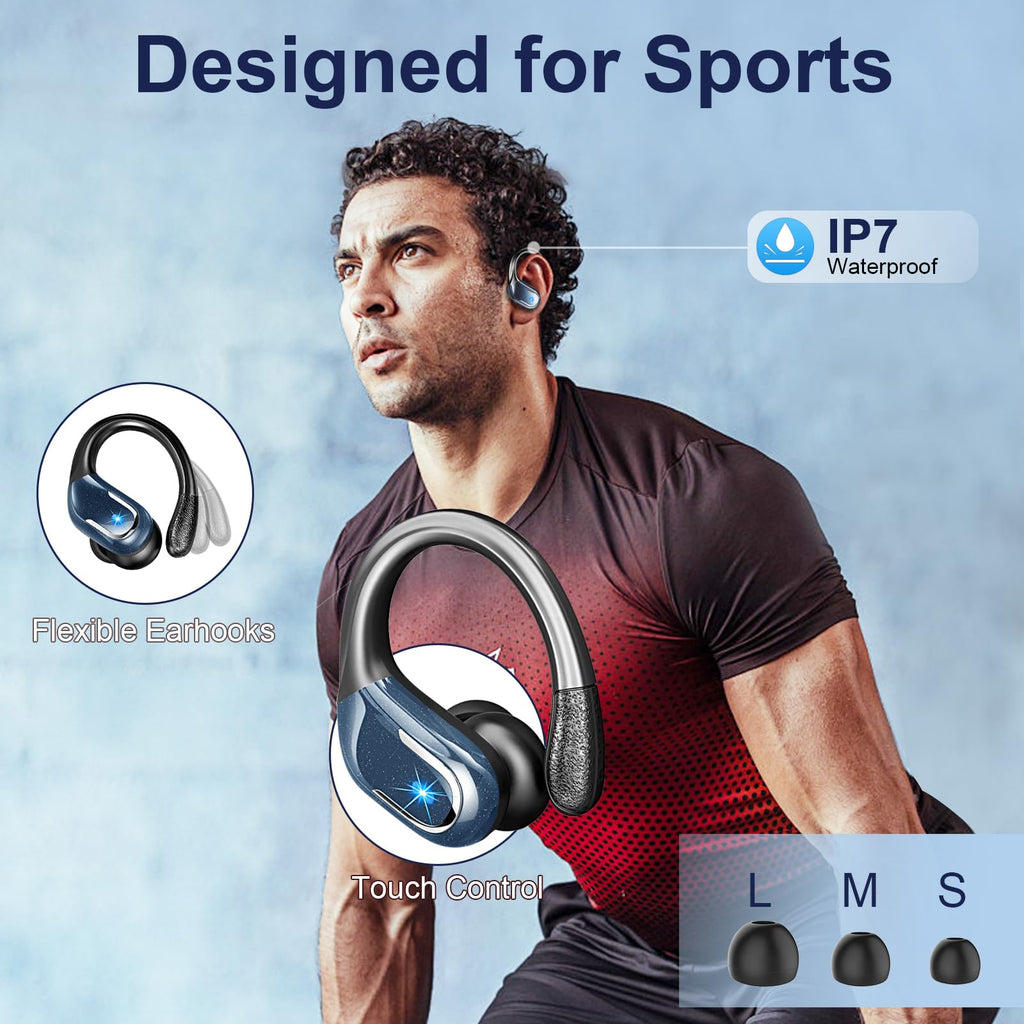 Wireless Earbuds Sports, 75Hrs Bluetooth 5.4 Headphones, Bass Hi-Fi Stereo