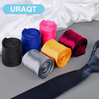 URAQT Men Solid Satin Necktie, 8cm Classic Formal Tie