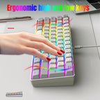 Snpurdiri 60% Wired Mechanical Gaming Keyboard, Ice Blue LED Backlit 61 Keys Mini Wired Office Keyboard for Windows Laptop PC Mac (Black-White, Red Switches)