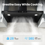 VIKIO HOME 36 Inch Wall Mount Range Hood 580CFM Low Noise Touch Control