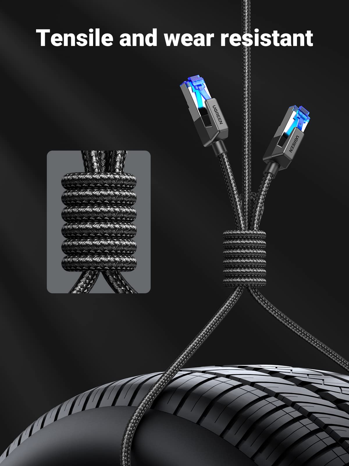 UGREEN Ethernet Cable 3m, Cat 8 High-Speed 40Gbps Internet Cable Braided