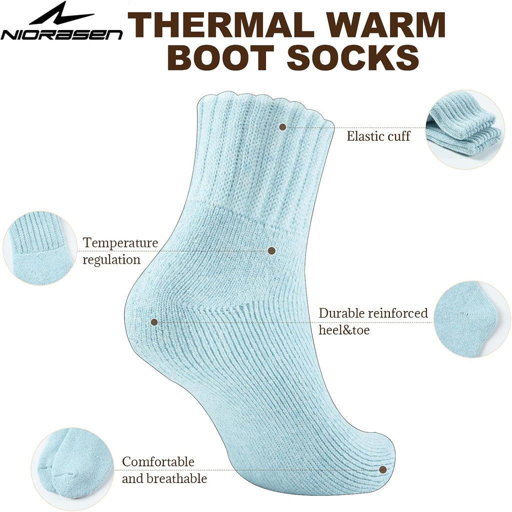 Niorasen Women's Thermal Socks, 3 Pairs Full Cushioned, Cosy Gift Winter