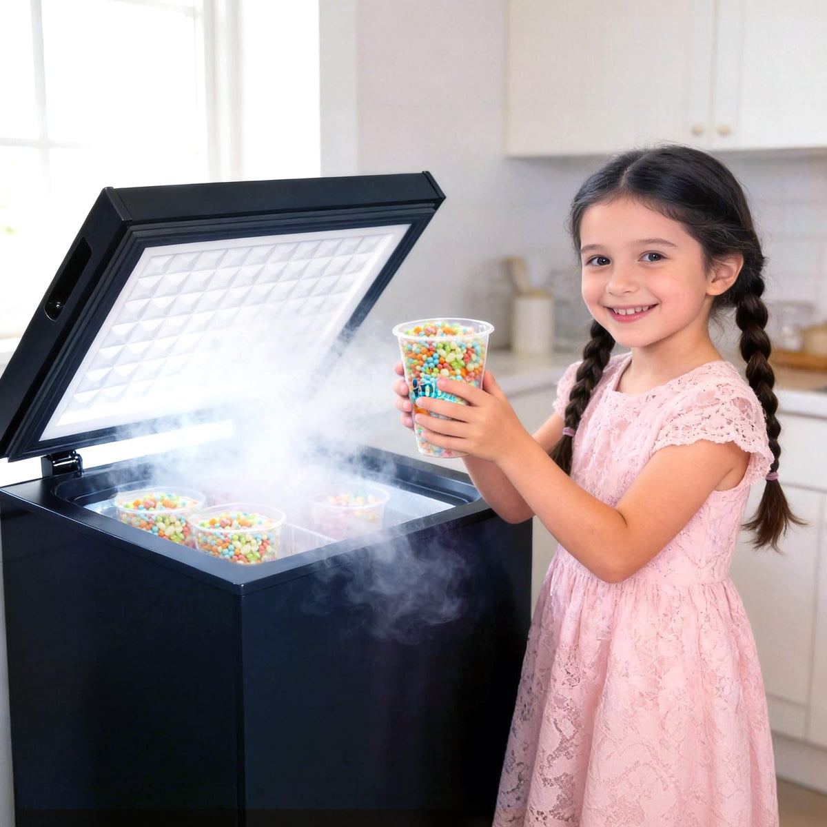 Chest Freezer Low temperature quick freeze 14℉ to -40℉ Compact Freezer - 2 Removable Baskets Match Day Parties, Home Bar Game Day &Beaded Ice Cream & Frozen Storage (Red, 1.8 Cubic Feet)