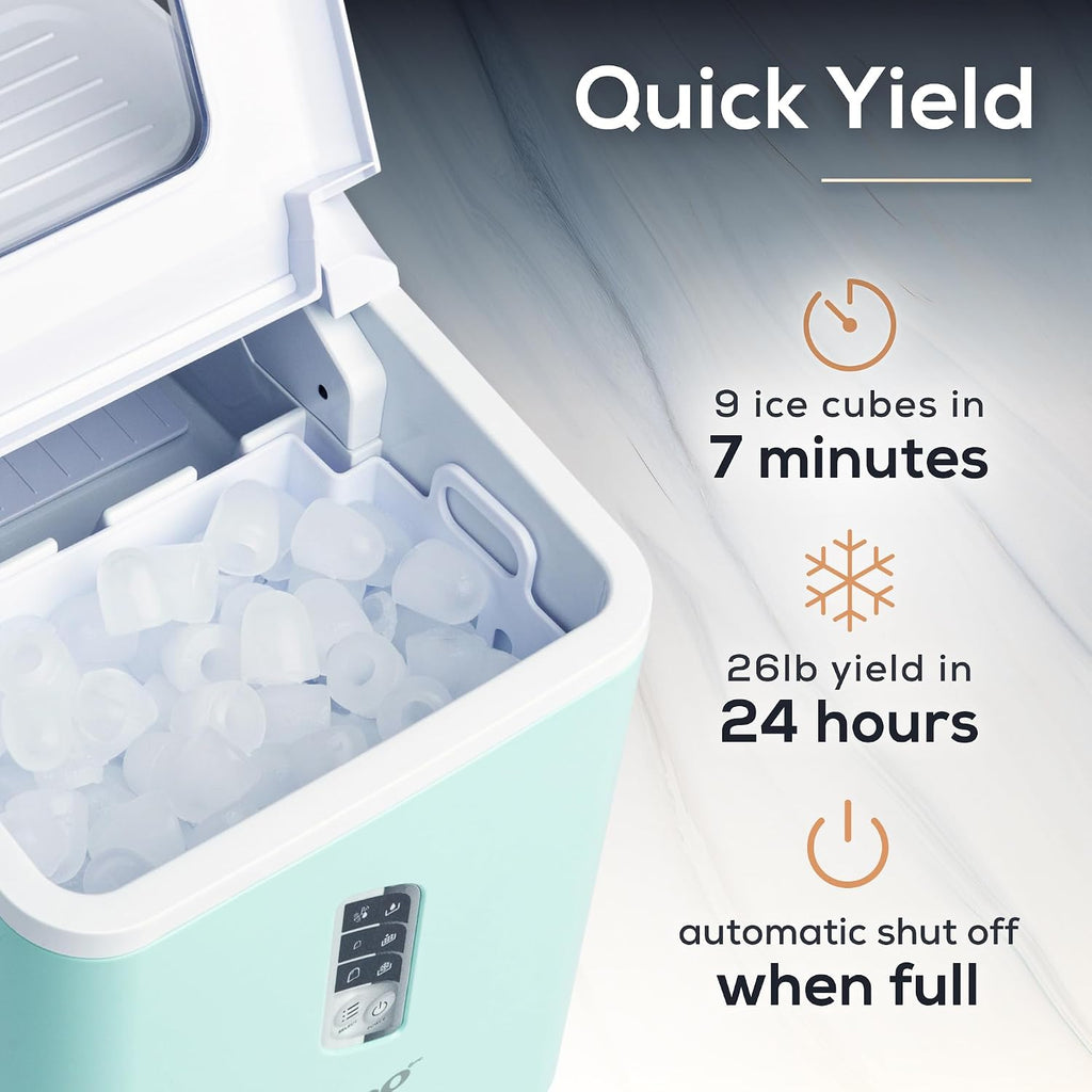 Igloo Ice Maker Countertop, Portable Ice Maker with Handle, 26lbs, Black