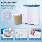 Giantex Portable Washing Machine, 20lbs Capacity, 12lbs Washer and 8lbs Spinner, Compact for Apartment RV, Gray & White, GX20313-PE