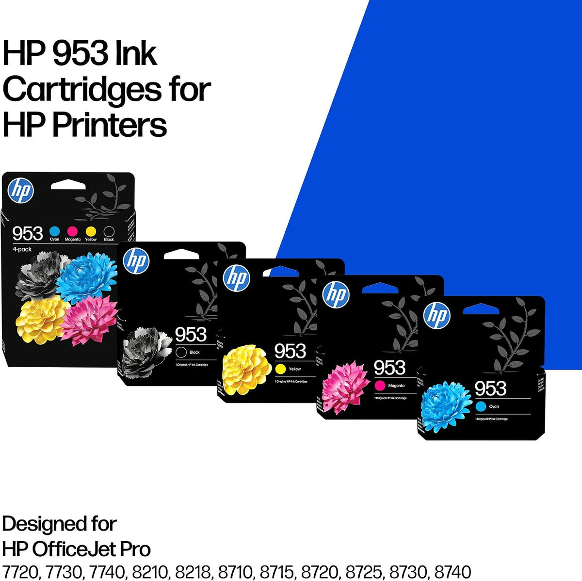 HP 953 Black/Cyan/Magenta/Yellow Original Ink Cartridges 4-Pack
