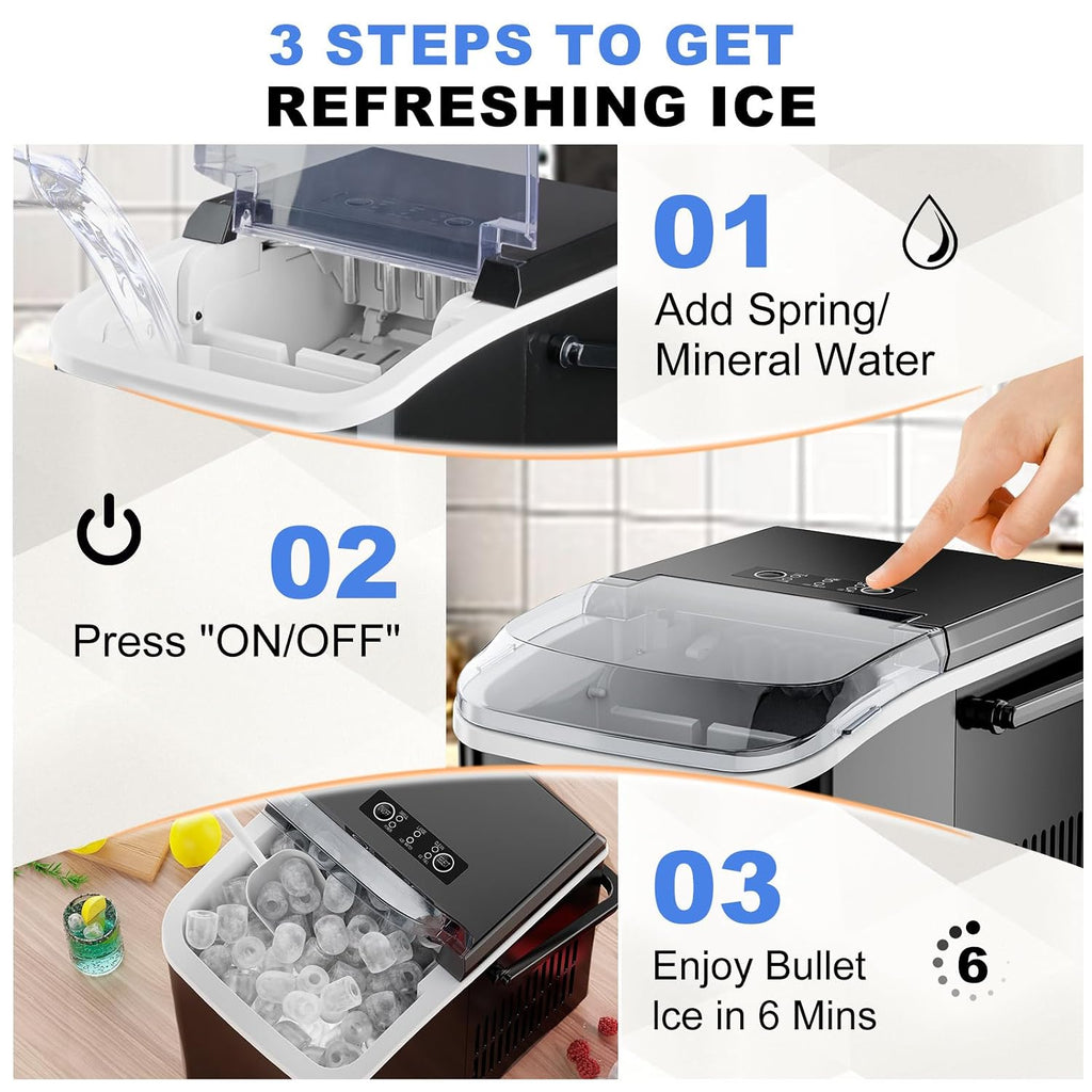 NEWBULIG Ice Makers Countertop with Handle, Portable Ice Machine
