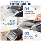 NEWBULIG Ice Makers Countertop with Handle, Portable Ice Machine