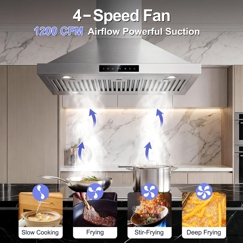 42 inch Range Hood Under Cabinet 1200 CFM Stainless Steel Stove Vent Hoods