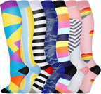 Compression Socks, (2/4/6/7 Pairs) for Men & Women 15-20 mmHg is Best for Athletics, Running, Flight Travel, Support