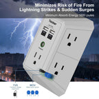 Multi Plug Wall Outlet Surge Protector with 6-Outlet & 4 USB Ports(2USB-C)
