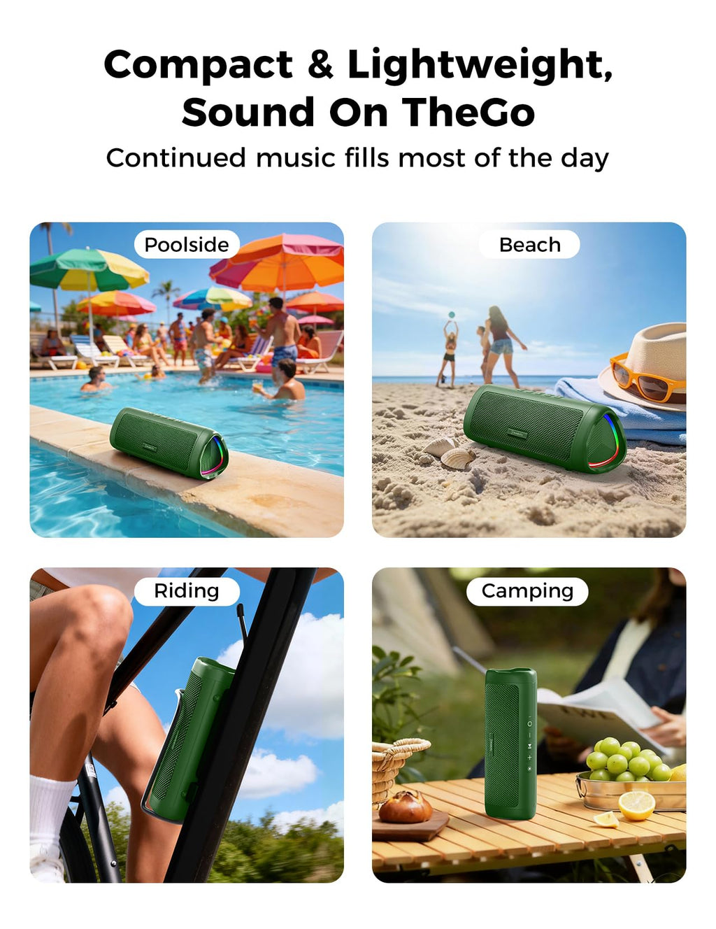 Bluetooth Speaker, 20W HD Sound, Portable Wireless, IPX5 Waterproof, Up to 24H Playtime, TWS Pairing, for Home/Party/Outdoor/Camping/Beach Essentials, Electronic Gadgets, Birthday Gift (Teal)