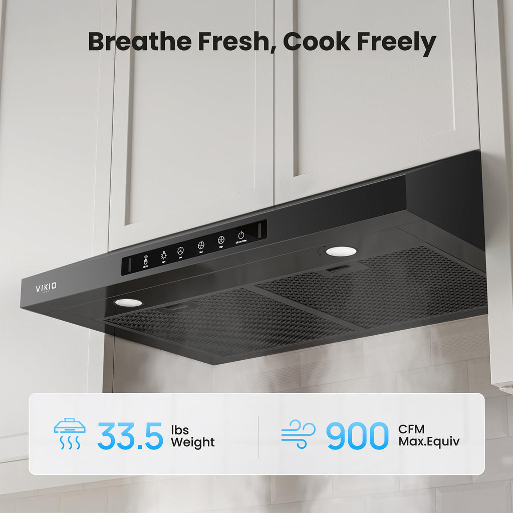 VIKIO HOME 30 Inch Under Cabinet Range Hood 900 CFM Dual Motor Power