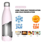 Stainless Steel Insulated Water Bottle, WATERSY Double Walled Metal Vacuum Flask Keep 24 Hrs Cold & 12 Hrs Hot Thermal Metal Sports Bottles 500ml BPA Free for Outdoor, Work, Gym, School (Black)