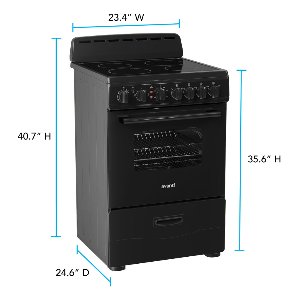 Avanti 20-Inch Freestanding Electric Range with Ceramic Glass Cooktop, in Black (CERU200P1B)