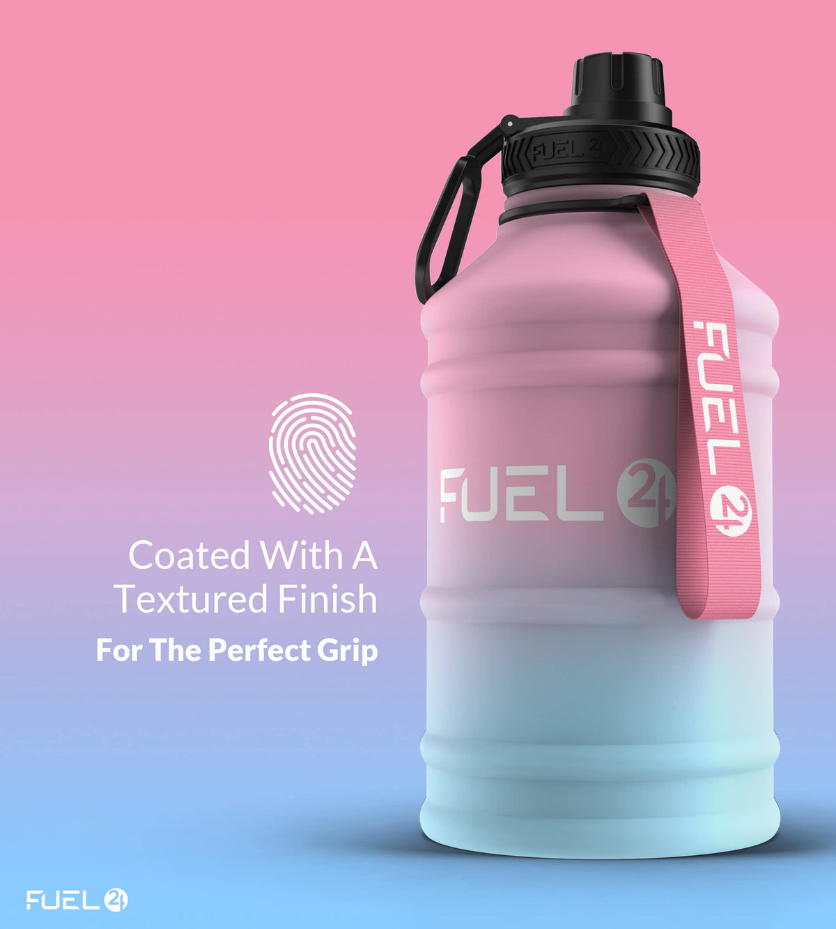 Fuel24 Stainless Steel Jug - 1.3 or 2.2 Litre Water Bottle - Extra Strong, BPA Free, Leak Proof - Large Gym Sports Bottle, 1.3L, 2.2L, Metal Bottle - Colour Options