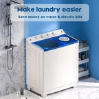 Auertech Portable Washing Machine, 28lbs Twin Tub Washer Mini Compact Laundry Machine with Drain Pump, Semi-automatic 18lbs Washer 10lbs Spinner Combo for Dorms, Apartments, RVs