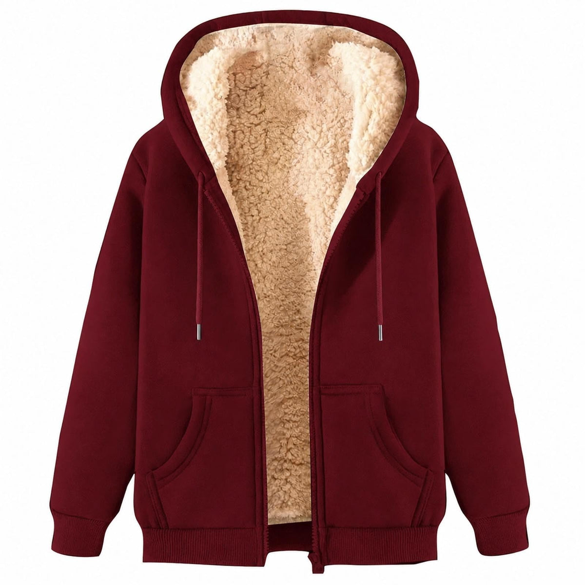 Teddy Fleece Mens Hoodies Sherpa Lined Fuzzy Jacket with Pockets Full Zip Hooded Adjustable Sweatshirts Winter Warm Jumper Coat Outwear Thermal Outfits Clothing