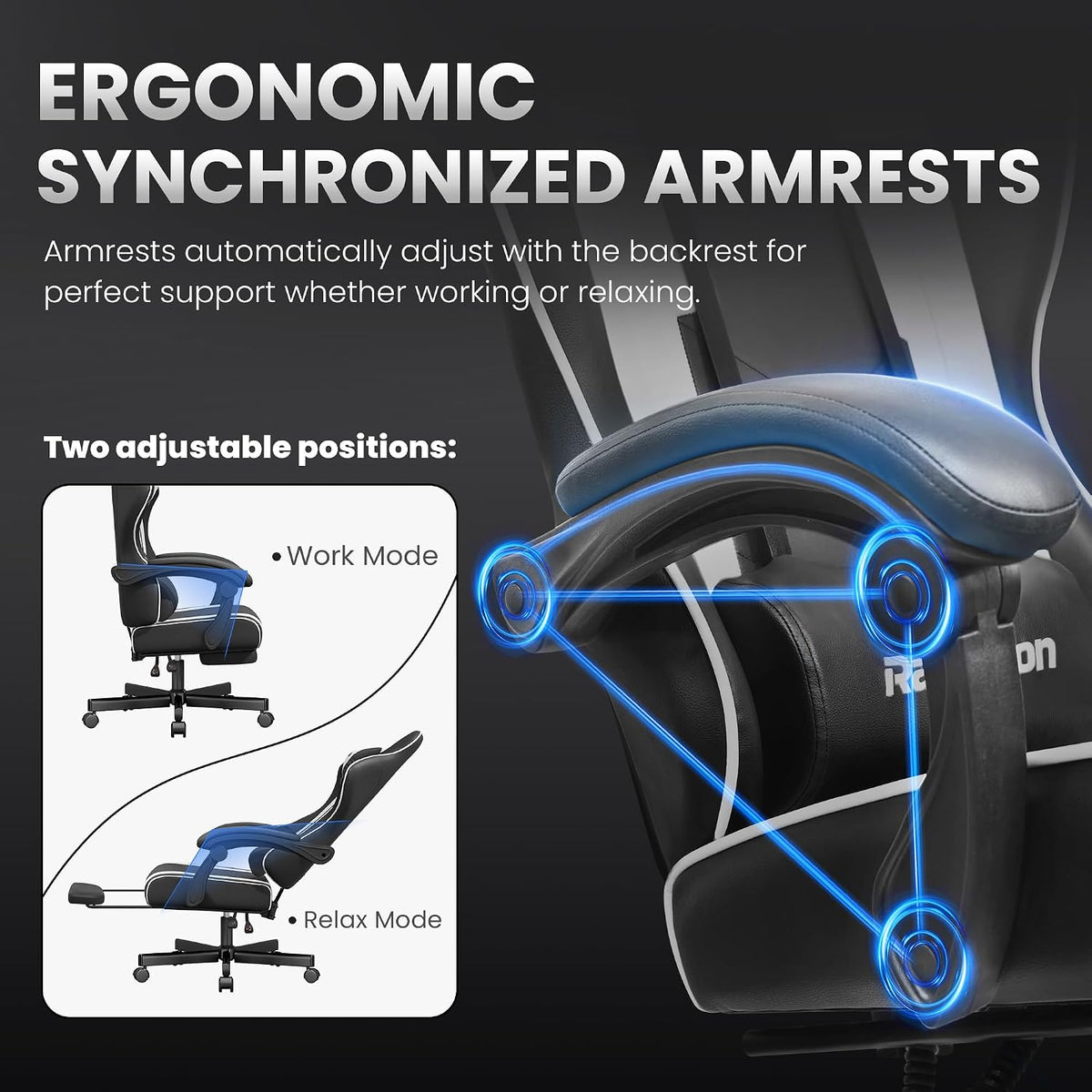 Gaming Chair for Adults, Upgraded Ergonomic Gamer Chair, Arctic Black