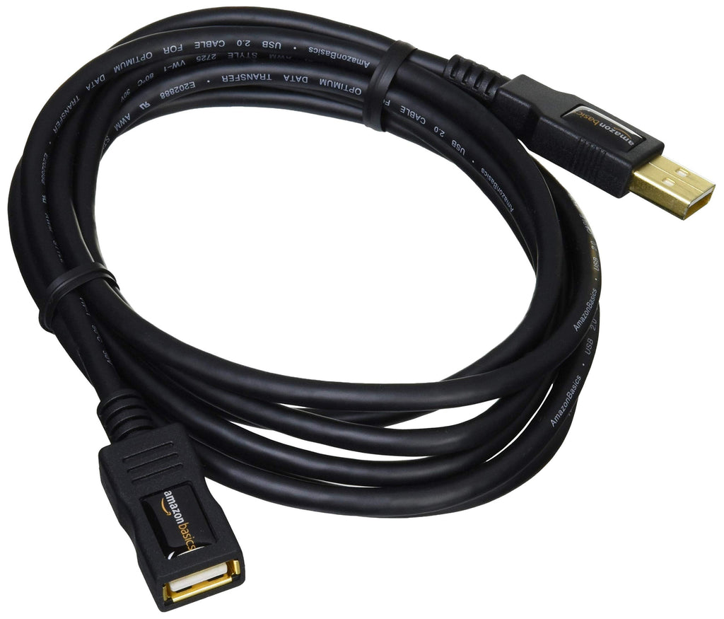 Amazon Basics USB Extension Cable 2.0 A-Male to A-Female, 1 m, Black