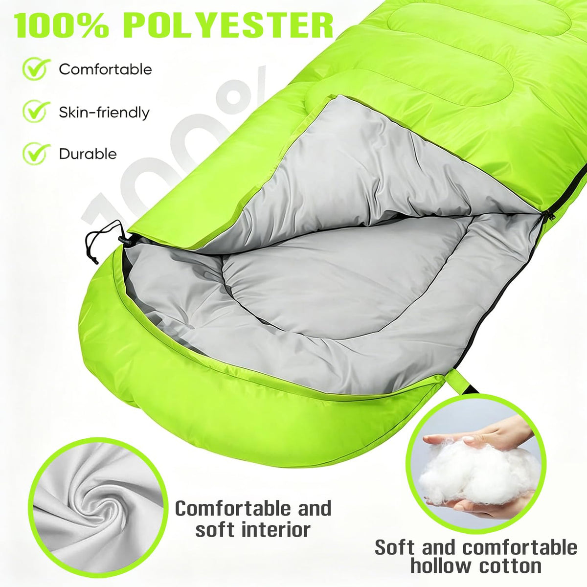 Sleeping Bag for Camping,Sleeping Bags for Adults Backpacking Waterproof,3 Seasons Adult Blanket,Small Packed Ultralight Carry Bag, Soft,Thick and Warm,for Outdoor Camping,Travel,Hiking