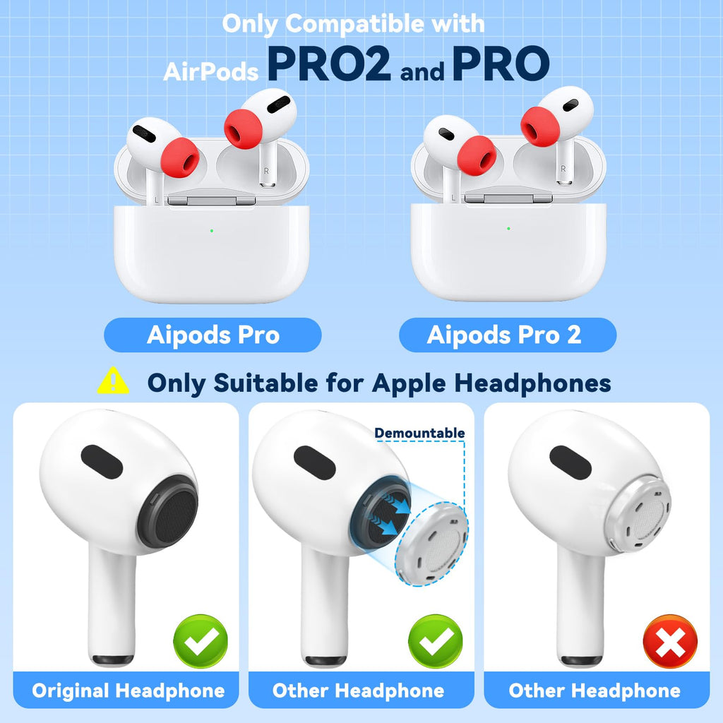 Inesore 4 Pairs Replacement Ear Tips for AirPods Pro 2nd/1st (White)