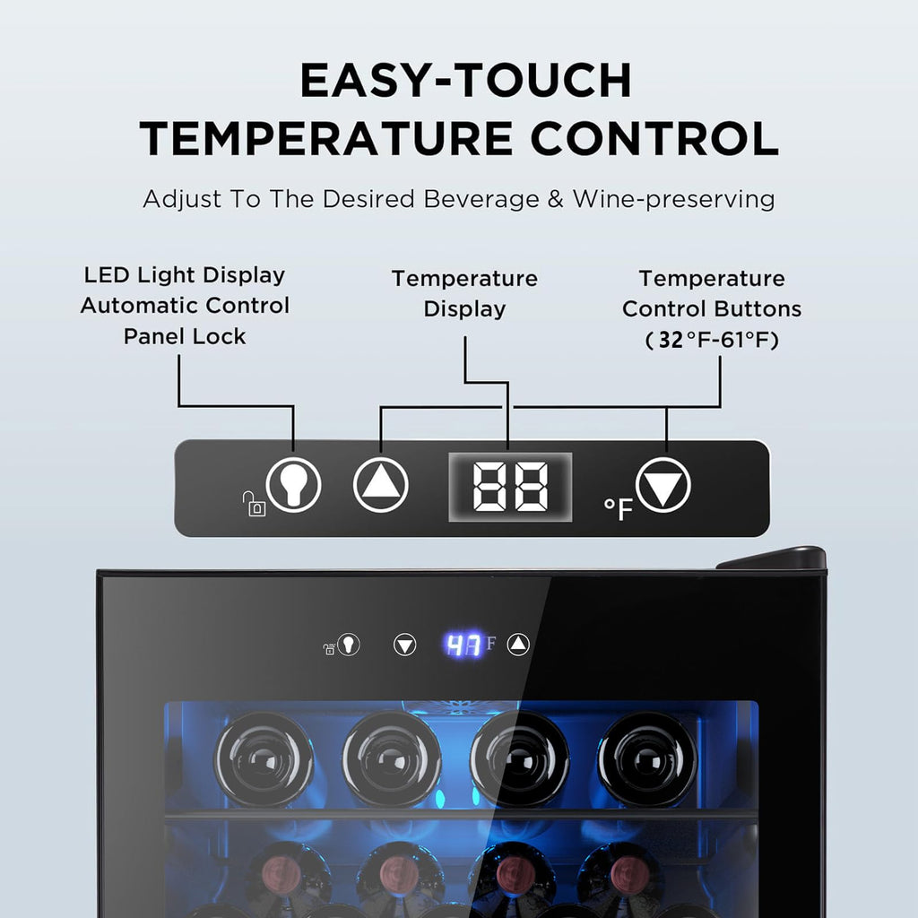 Electactic 48 Can Beverage Refrigerator,12 Bottle Wine Cooler with Seamless Stainless Steel & Glass Door, Digital Temperature Display, Countertop Mini Fridge for Soda, Wine or Beer, Silver