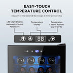 Electactic 48 Can Beverage Refrigerator,12 Bottle Wine Cooler with Seamless Stainless Steel & Glass Door, Digital Temperature Display, Countertop Mini Fridge for Soda, Wine or Beer, Silver