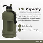Fuel24 Jug - 2.2 Litre Water Bottle - Extra Strong Flex Material - Drop Proof, Pop or Straw Cap Options - 2.2L Large Gym Sports Bottle, BPA FREE